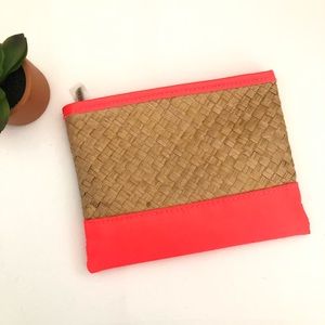 Natural woven zipper pouch